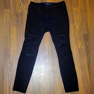 Hollister California Black Ripped Skinny Jeans - Size 9S (W29 L26) Short
